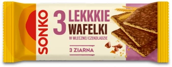 Lekkie wafelki Sonko, 3 ziarna w mlecznej czekoladzie, 3 sztuki, 36g