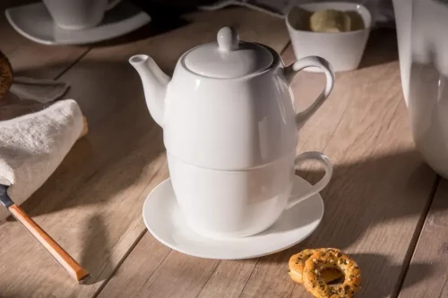 Zestaw do herbaty Altom Design Tea For One Regular, porcelana, kremowy