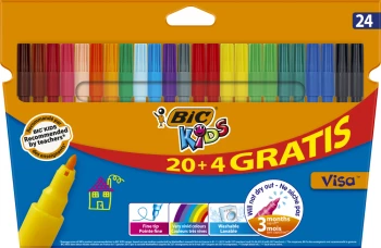 Pisaki BIC Kids Visa,  20+4 sztuki, mix kolorów