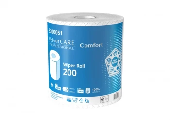 Czyściwo papierowe bezpyłowe Velvet Care Professional 200, 2-warstwowe, przemysłowe, 200m, 1 rolka, biały
