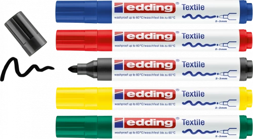 Marker tekstylny edding 4500, 2-3mm, 5 sztuk, mix kolorów podstawowych