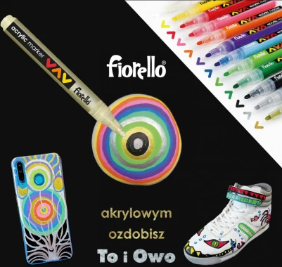 Marker akrylowy Fiorello, 2mm, 12 sztuk, mix kolorów