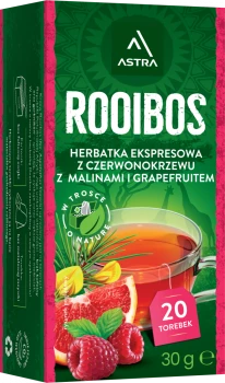 Herbata ziołowa w torebkach Astra Rooibos, malina i grapefruit, 20 sztuk x 1.5g
