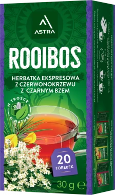 Herbata ziołowa w torebkach Astra Rooibos, czarny bez, 20 sztuk x 1.5g