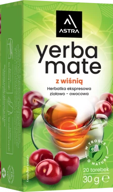 Herbata ziołowo-owocowa w torebkach Astra Yerba Mate, wiśnia, 20 sztuk x 1.5g