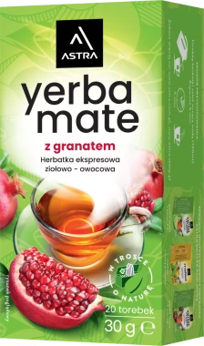 Herbata ziołowo-owocowa w torebkach Astra Yerba Mate, granat, 20 sztuk x 1.5g