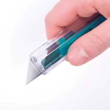 Nóż bezpieczny Wolfcraft WF4135000, z wymiennym ostrzem, transparentny