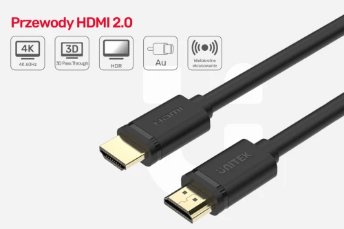 Kabel HDMI 2.0 Unitek Y-C137M, 1.5m, czarny