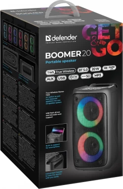 Głośnik bezprzewodowy Defender Boomer 20, Bluetooth, 20W, czarny