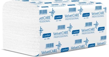 Ręcznik papierowy Velvet Care Professional, dwuwarstwowy, w składce ZZ, 23x23cm, 150 składek, biały