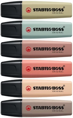 Zakreślacz Stabilo Boss Orginal Nature Colors 70/6-2-2, ścięta, 6 sztuk, mix kolorów