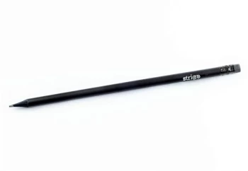 Ołówek z czarnego drewna Strigo, HB, z gumką, czarny