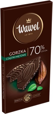 Czekolada Premium Gorzka 70% cocoa, cząstki miętowe, 100g