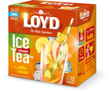 Herbata owocowa w piramidkach Loyd Ice Tea, jabłko/ananas, 12 sztuk x 2.5g