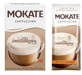 Kawa rozpuszczalna w saszetkach Mokate Cappuccino, śmietankowy, 8 sztuk x 20g