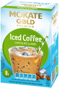 Kawa mrożona w saszetkach Mokate Gold Iced Coffee, czekolada z miętą, 8 sztuk x 15g