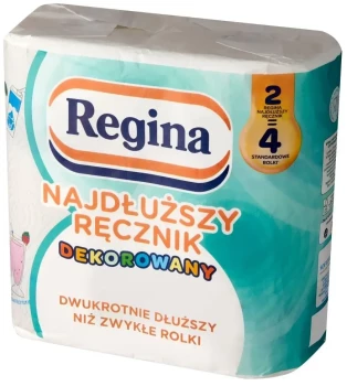 Ręcznik papierowy Regina Najdłuższy Ręcznik dekorowany, 2-warstwowy, w roli, 2 rolki, biały