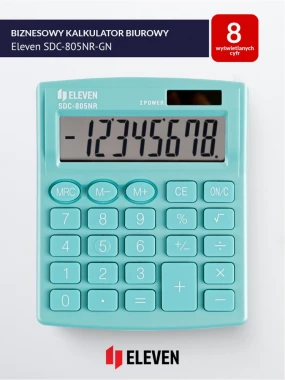 Kalkulator biurowy Eleven SDC-805NRGNE, 8 cyfr, zielony