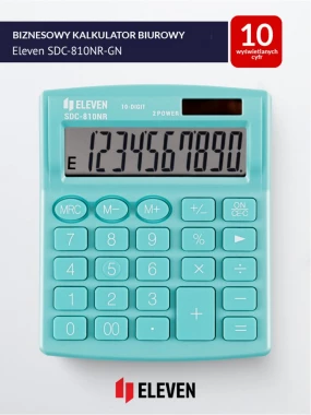 Kalkulator biurowy Eleven SDC-810NRGNE, 10 cyfr, zielony