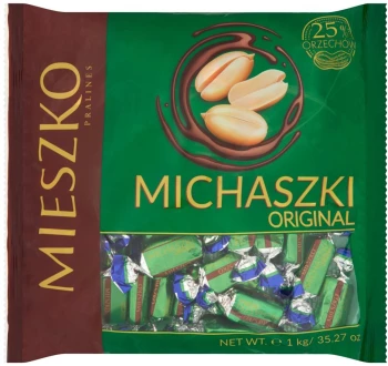 Cukierki Mieszko Michaszki Original, orzechowy w czekoladzie, 1kg