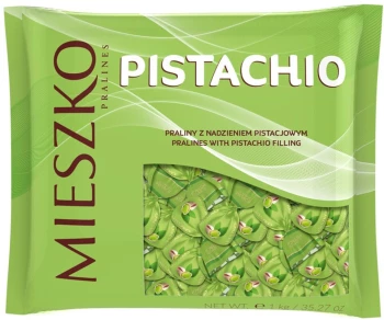 Praliny Mieszko Klejnoty Pistachio, czekoladowy z nadzieniem pistacjowym, 1kg