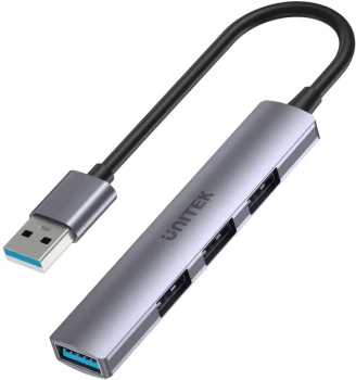 Rozgałęziacz - Hub Unitek H1208A, 1xUSB-A 5 Gbps,/3x USB-A 2.0 480 Mbps, srebrny