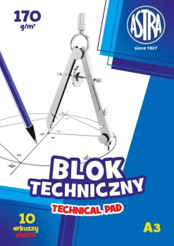 Blok techniczny Astra, A3, 10 kartek, biały