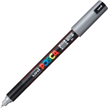 Marker z farbą plakatową Uni Posca PC-1MR, 0.7mm, srebrny