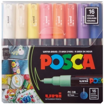 Marker z farbą Uni Posca PC-1M, okrągła, 0.7mm, 16 sztuk, mix kolorów