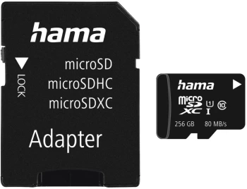 Karta pamięci Hama Micro SDXC 256 GB+ SD Adapter C10, 80MB/s