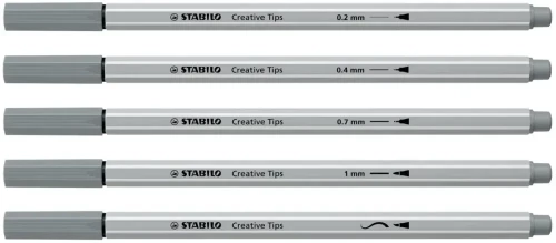 Zestaw Stabilo Creative Tips Arty 89/10-1-20, 10 sztuk, w etui, czarny/szary