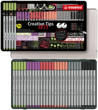 Zestaw Stabilo Creative Tips Arty 89/30-6-2-20, 30 sztuk, w etui, mix kolorów pastelowych