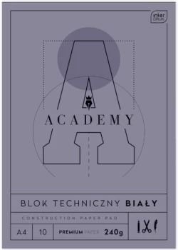 Blok techniczny Interdruk Academy, A4, 10 kartek, biały