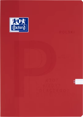 Zeszyt przedmiotowy w linie Oxford J. Polski, A4, miękka oprawa, 60 kartek, czerwony