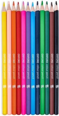 Kredki ołówkowe Oxford Regular, 12 sztuk + temperówka, mix kolorów