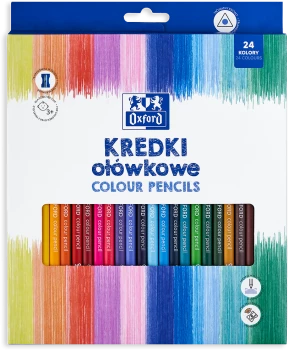 Kredki ołówkowe Oxford Regular, 24 sztuki + temperówka, mix kolorów