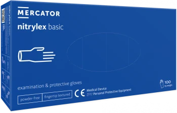 Rękawiczki jednorazowe nitrylowe Nitrylex Basic PF, bezpudrowe, rozmiar SX, 100 sztuk, niebieski