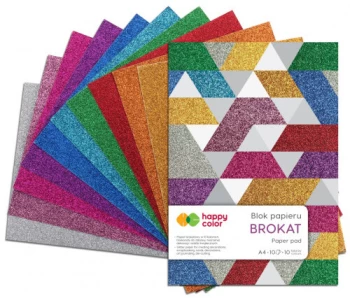 Blok Happy Color brokatowy, A4, 10 kartek, 10 kolorów