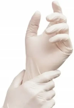 Rękawiczki jednorazowe lateksowe  Santex, pudrowane, rozmiar  XS, 100 sztuk, kremowy  (c)