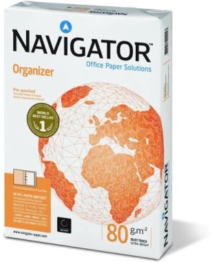 Papier ksero Navigator Organizer, A4, 80g/m2, 4 dziurki, 500 arkuszy, biały