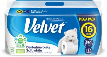Papier toaletowy Velvet, 3-warstwowy, 16 rolek, delikatnie biały
