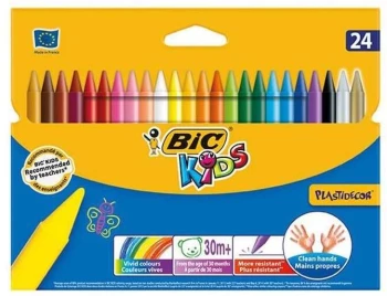 Kredki świecowe BIC Kids Plastidecor, 24 sztuki, mix kolorów