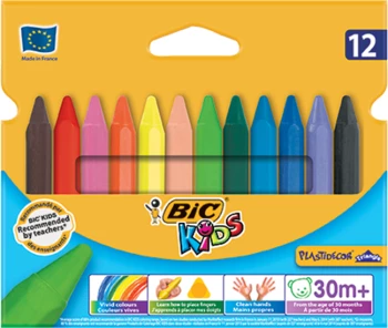 Kredki świecowe BIC Kids Plastidecor Triangle, 12 sztuk, mix kolorów