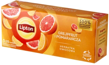 Herbata owocowa w torebkach Lipton, grejfrut i pomarańcza, 20 sztuk x 1.7g
