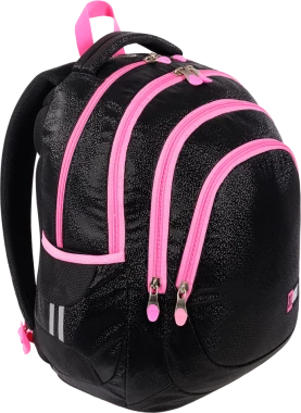 Plecak szkolny St.Right BP6 Black Glitter, czterokomorowy, 23l, 42x31x22cm, czarno-różowy