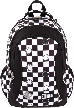 Plecak szkolny St.Right BP26 Chess Cats, trzykomorowy, 20l, 39x27x17cm, czarno-biały