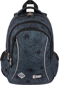 Plecak szkolny St.Right BP26 Spider Web, trzykomorowy, 20l, 39x27x17cm, czarny