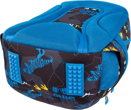 Plecak szkolny St.Right BP26 Dinosaur, trzykomorowy, 20l, 39x27x17cm, czarno-niebieski