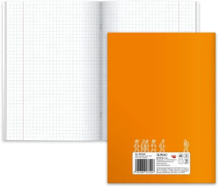 Zeszyt przedmiotowy w kratkę Herlitz Fizyka, A5, miękka oprawa, 60 kartek, pomarańczowy