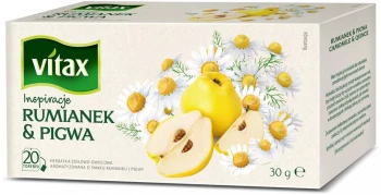 Herbata ziołowo-owocowa w torebkach Vitax Inspiracje, rumianek & pigwa, 20 sztuk x 1.5g